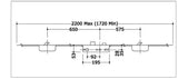 GU / G-U 2 Hook Standard – 1225mm Centres 35/92