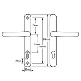 Door Handle 8 TSS Sprung 210mm screw centres