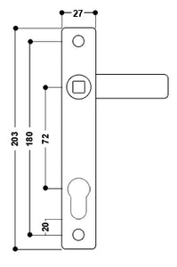 Door Handle 15 for 72mm Centres L/L