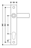 Door Handle 9 TSS for 68mm Centres Sprung L/L